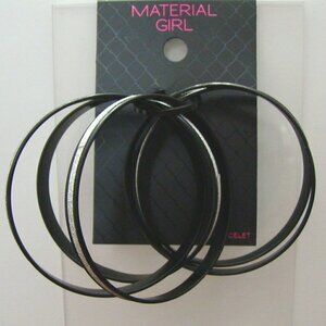 𝅺material Girl Thin Glitter Bangles Bracelets Silver Black Set Of 5 Multi-color